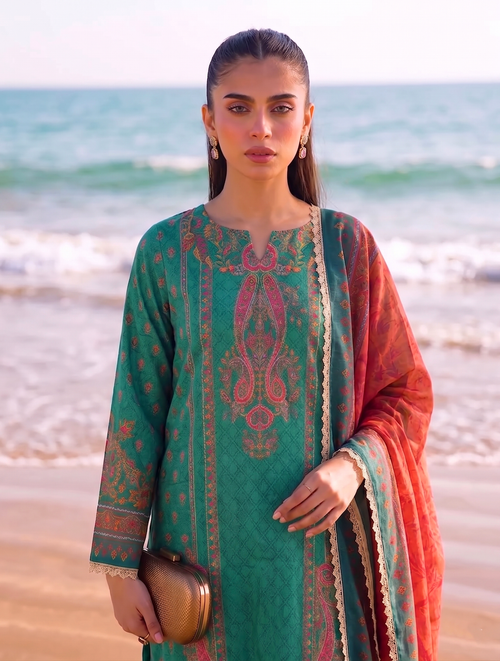 Baagh 3PC unstitched printed lawn — detail