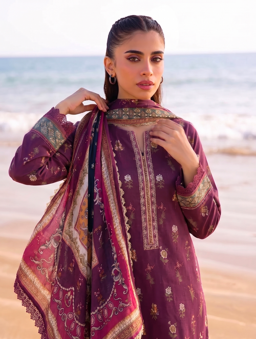 Banafsha 3PC unstitched printed lawn — detail