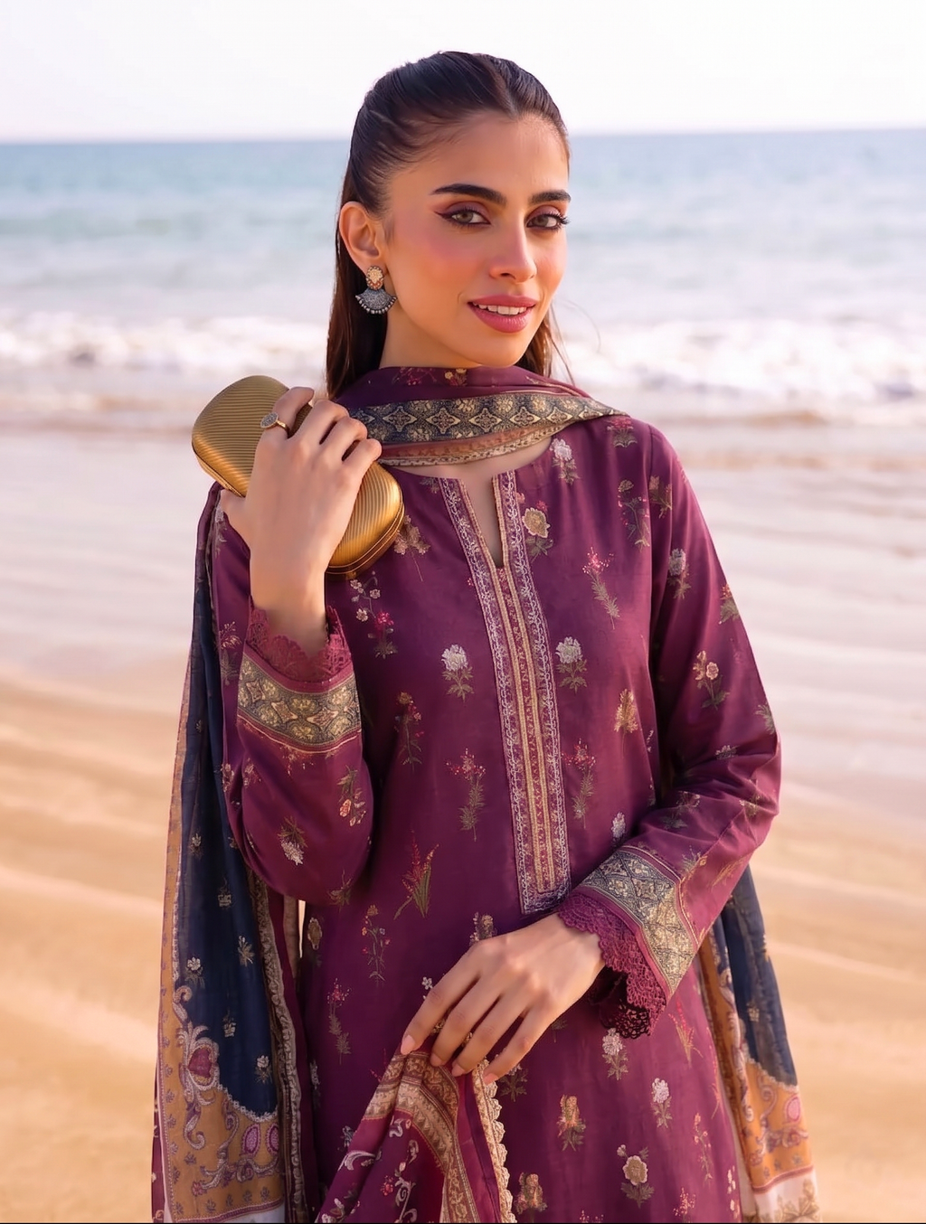 Banafsha 3PC unstitched printed lawn — detail