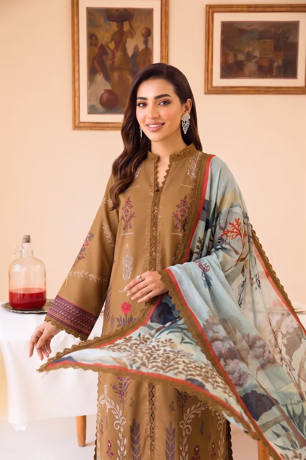 Dune Aura 3PC unstitched printed lawn — dupatta and trouser