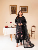 Floral Noir 3PC unstitched printed lawn suit