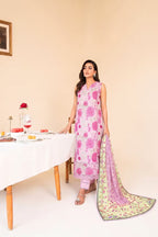 Fuchsia Pink 3PC unstitched printed lawn suit