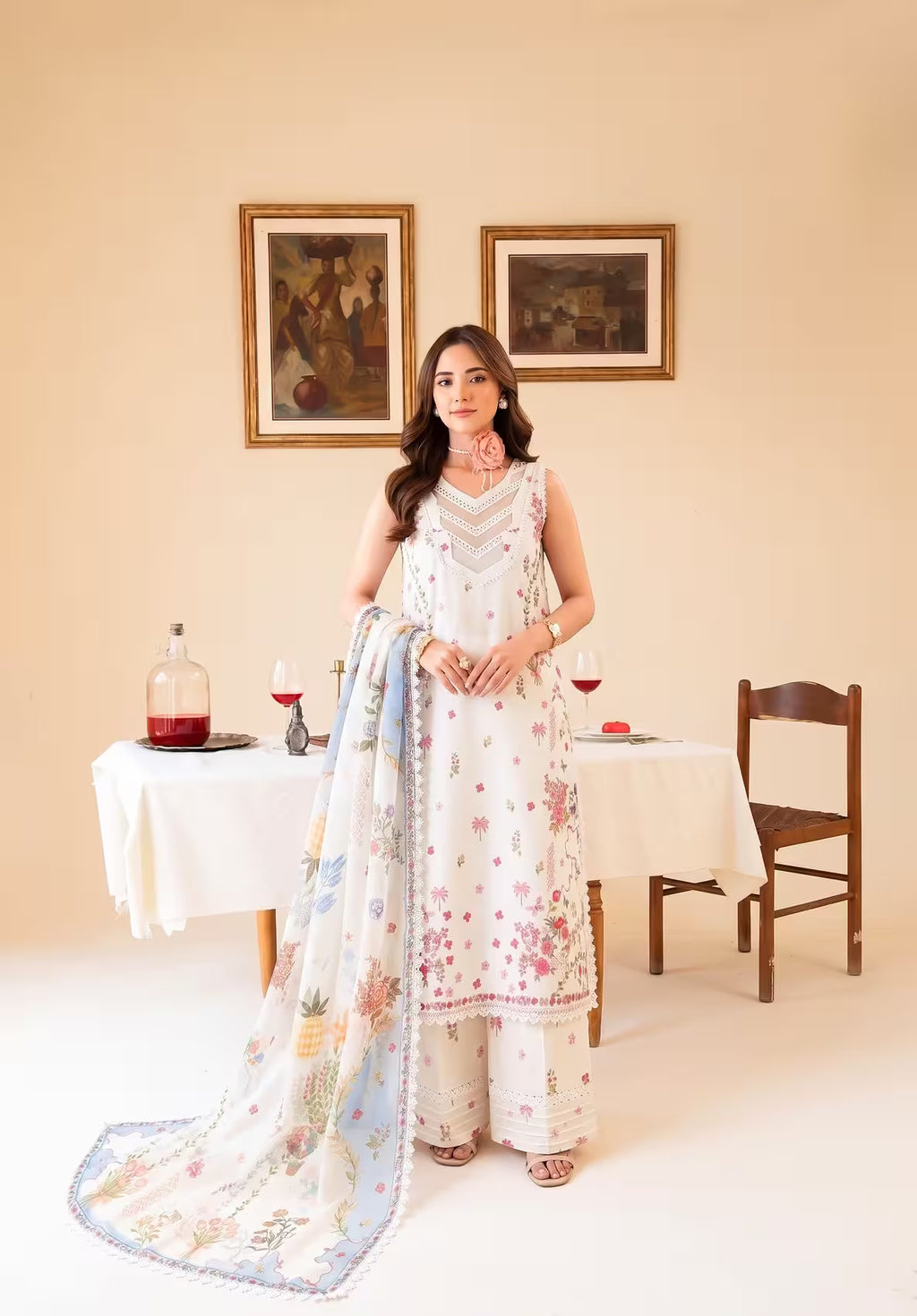 Ivory Grace 3PC unstitched printed lawn suit