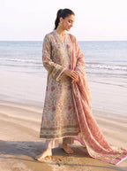 Khaki 3PC unstitched printed lawn suit