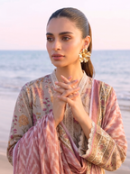 Khaki 3PC unstitched printed lawn — detail