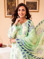 Leaf Lush 3PC unstitched printed lawn — detail