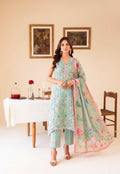 Mint Daisy 3PC unstitched printed lawn suit