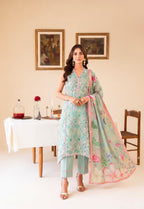 Mint Daisy 3PC unstitched printed lawn suit