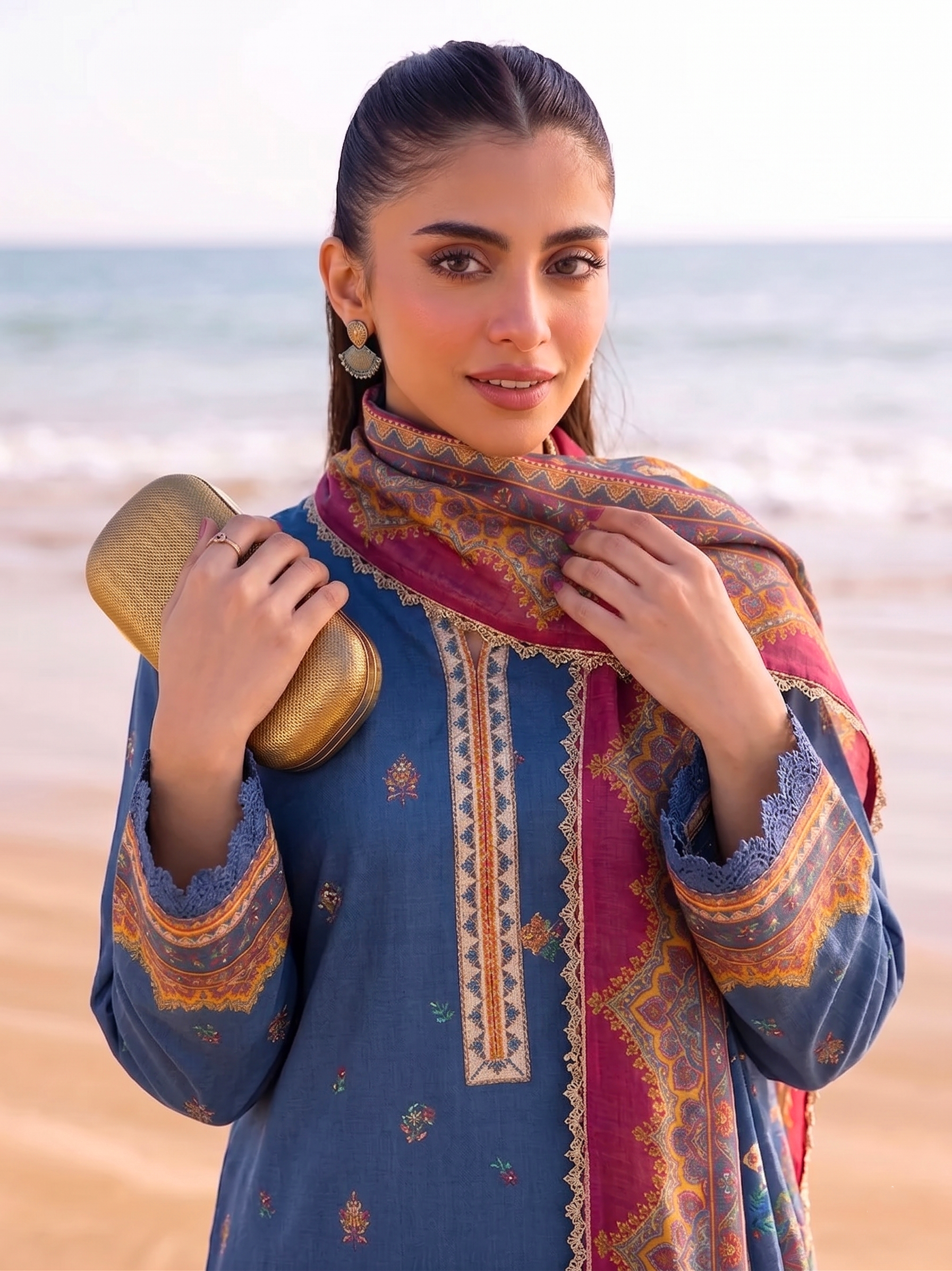 Neel 3PC unstitched printed lawn — detail