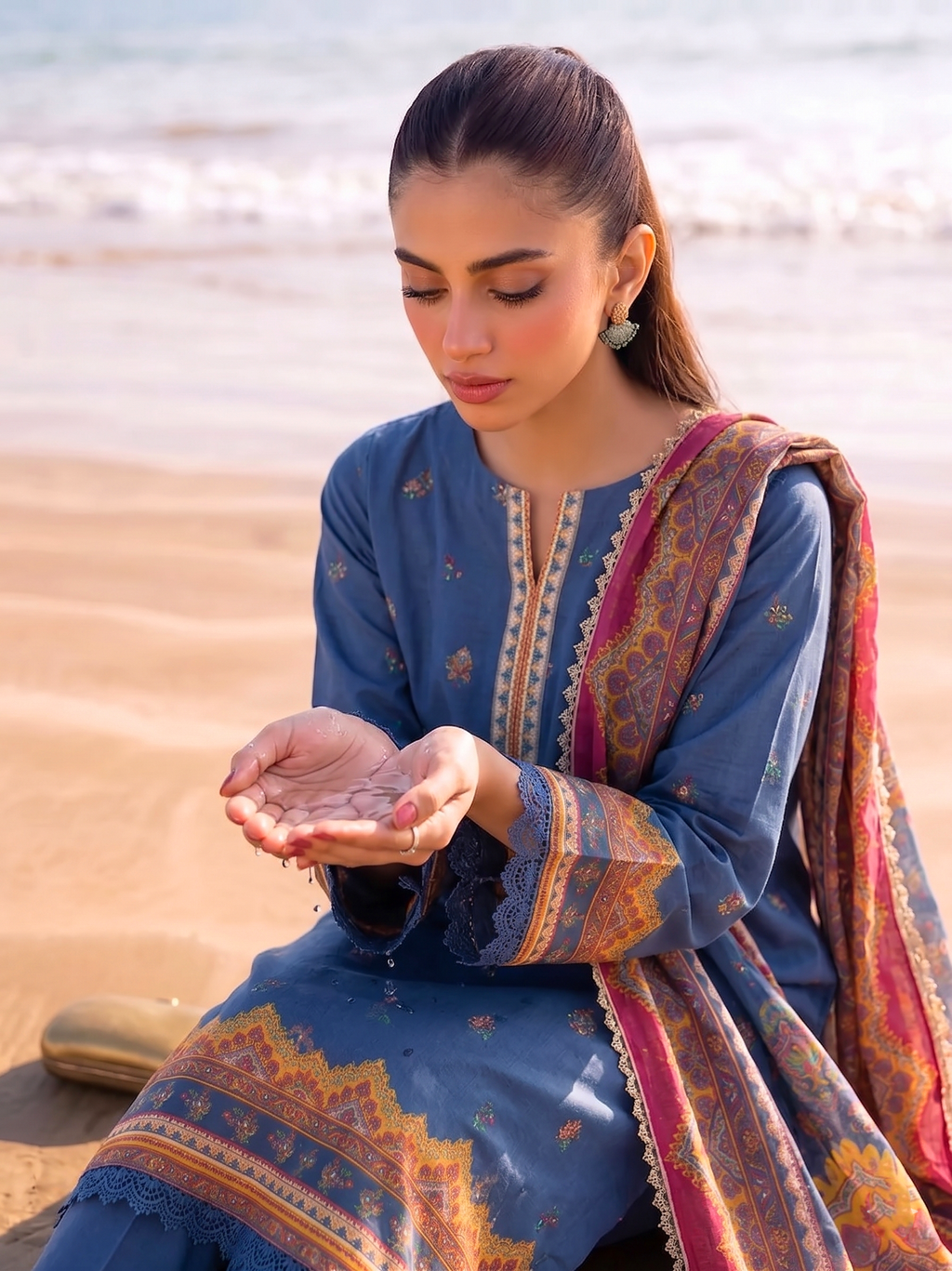 Neel 3PC unstitched printed lawn — detail