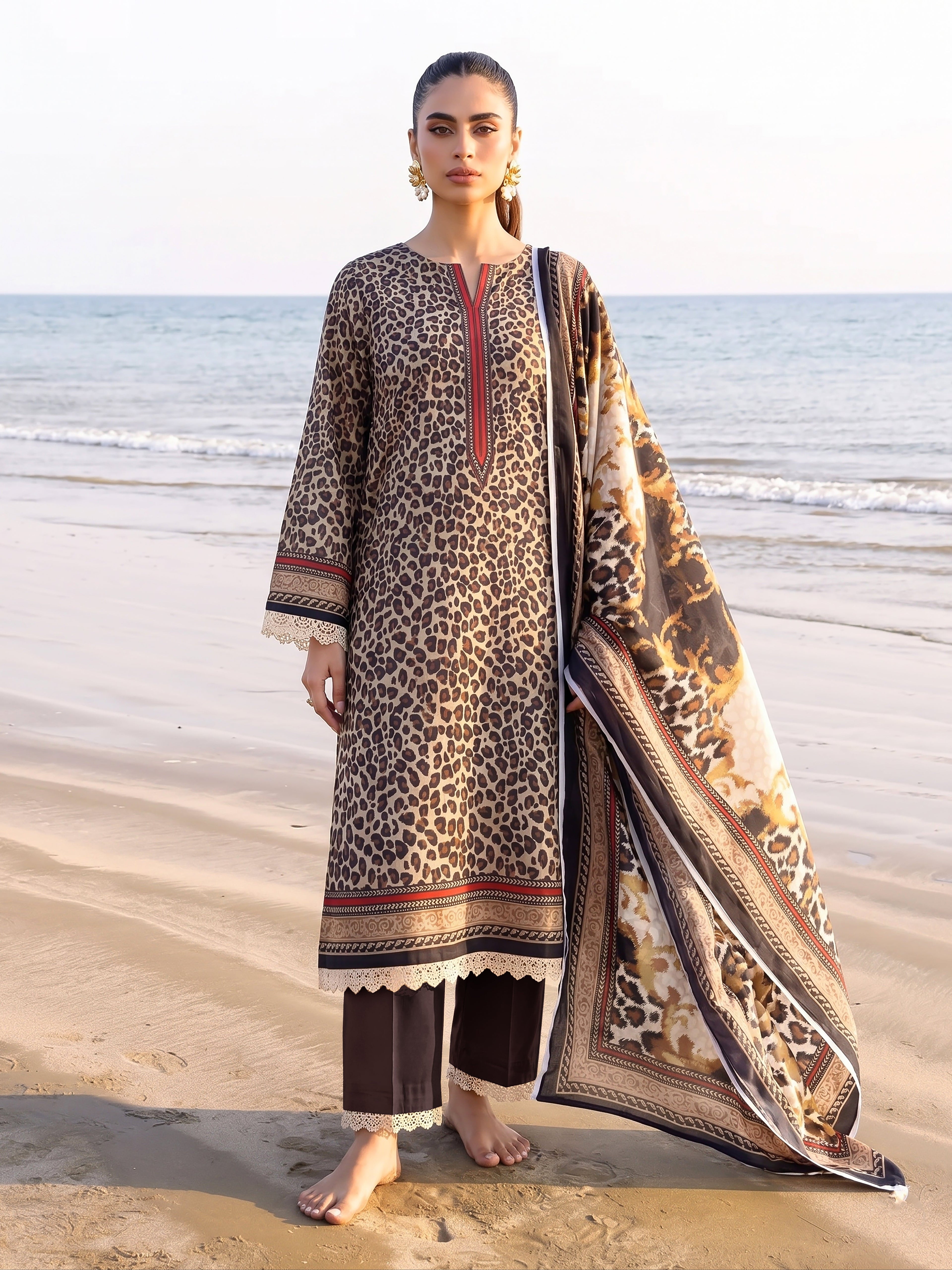 Sahara 3PC unstitched printed lawn suit