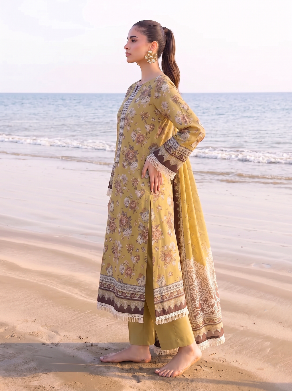 Sawera 3PC unstitched printed lawn — detail