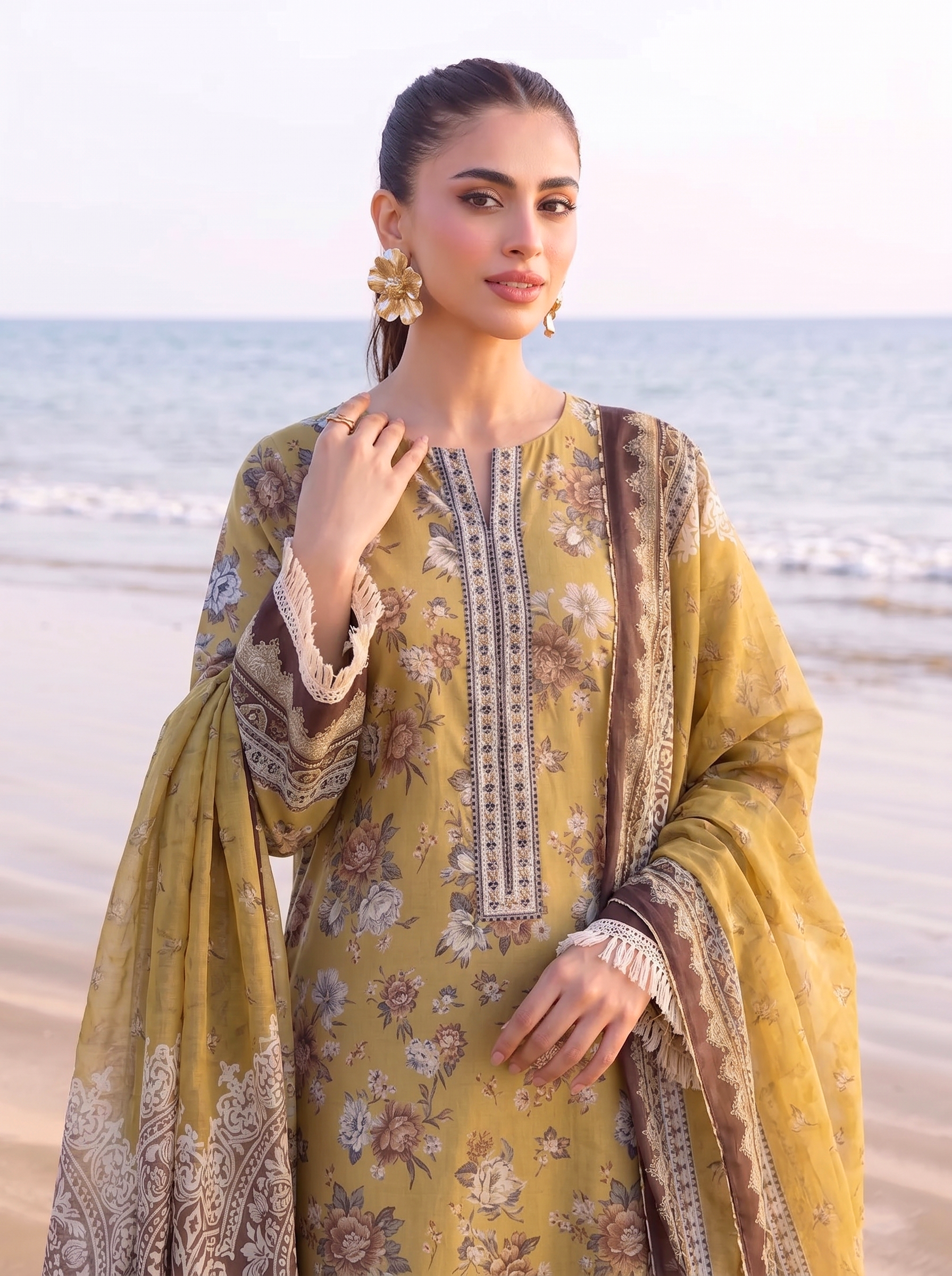 Sawera 3PC unstitched printed lawn — detail