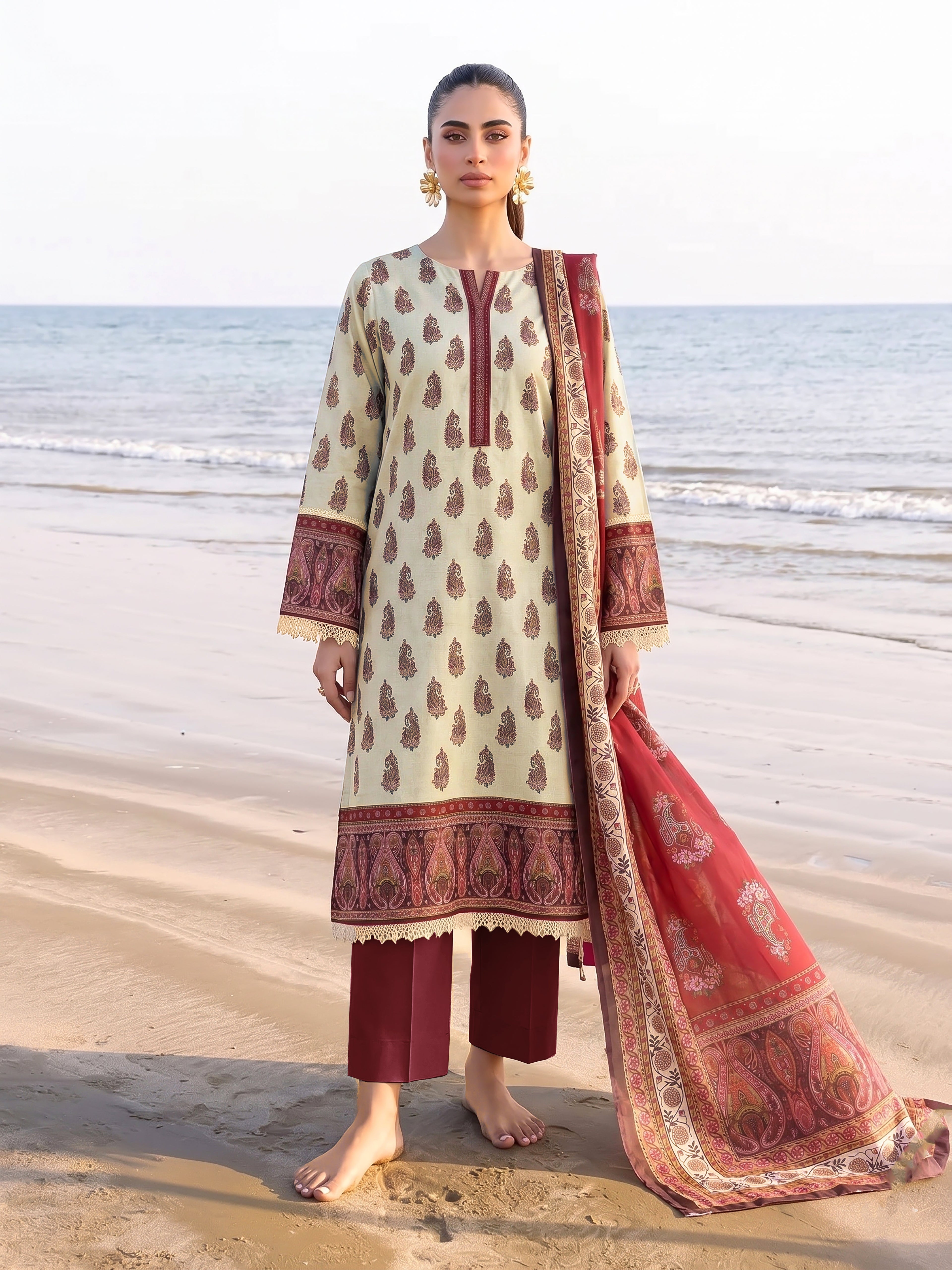 Sindoori 3PC unstitched printed lawn suit