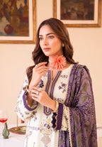 Whity Plum 3PC unstitched printed lawn — detail